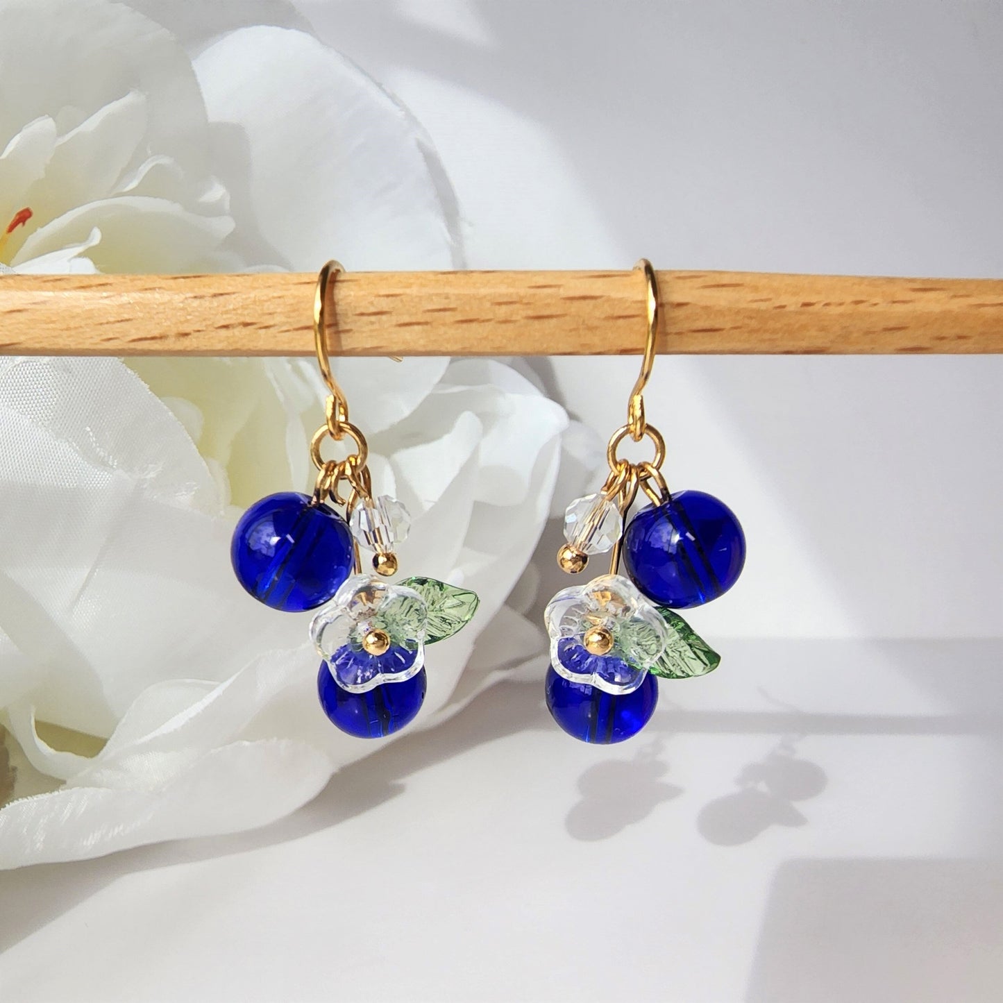 Blueberry Cluster Glass Earrings