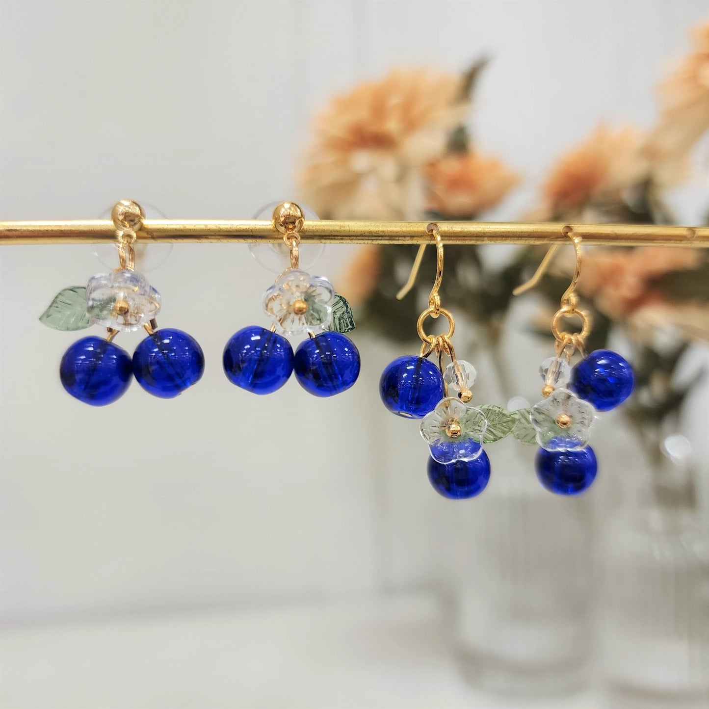 Blueberry Cluster Glass Earrings