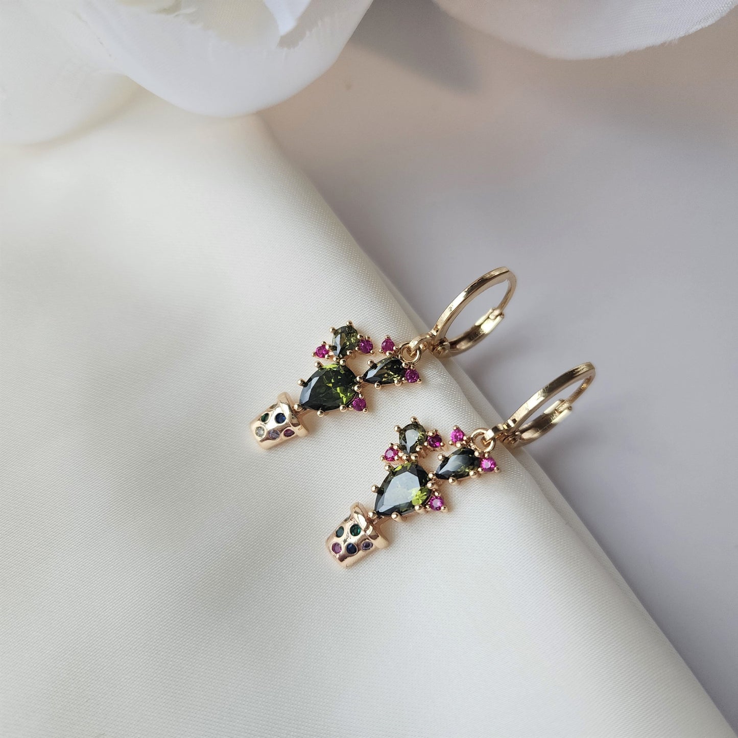 Cactus Huggie Hoop Earrings