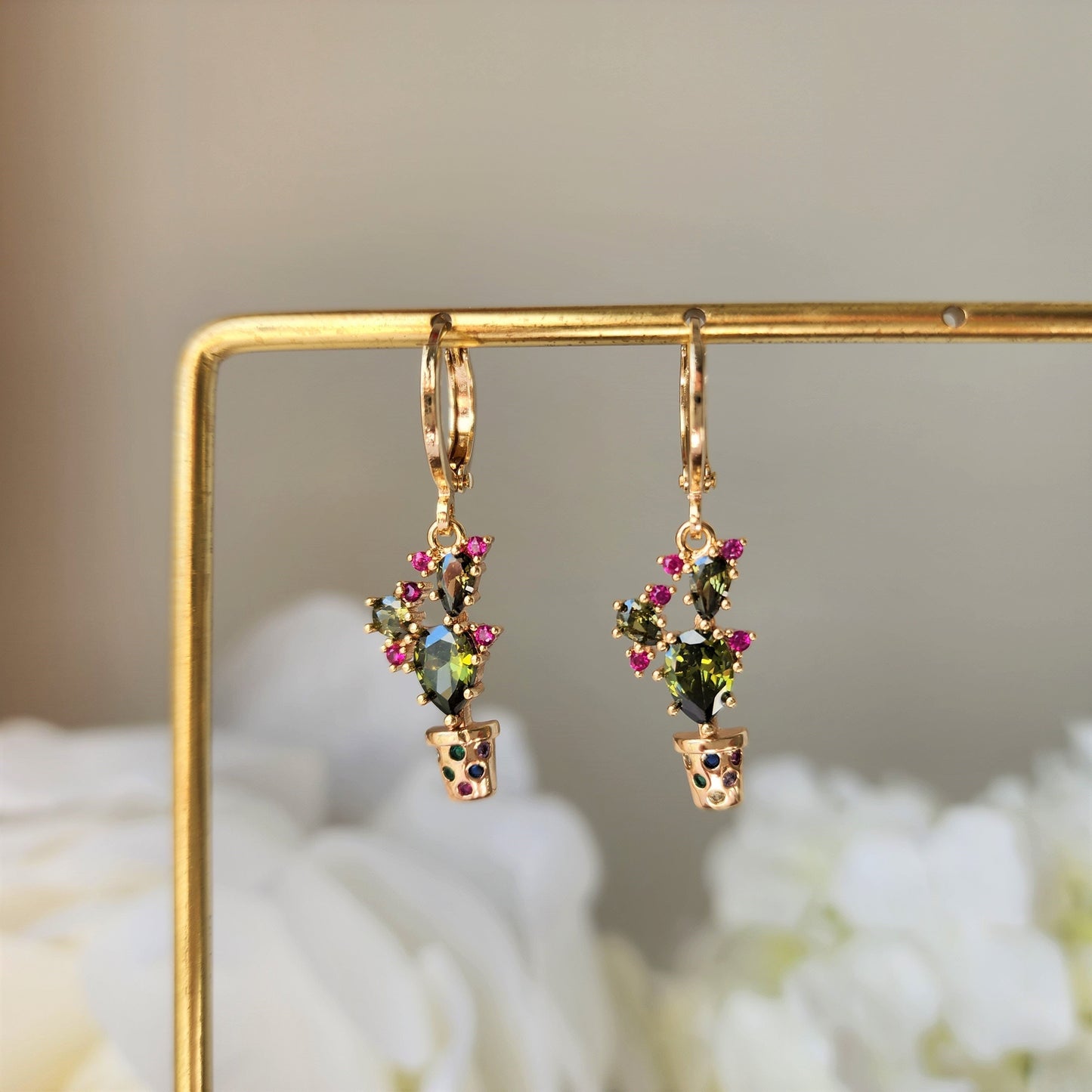 Cactus Huggie Hoop Earrings