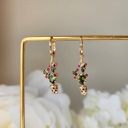 Cactus Huggie Hoop Earrings