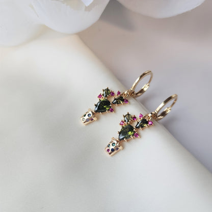 Cactus Huggie Hoop Earrings