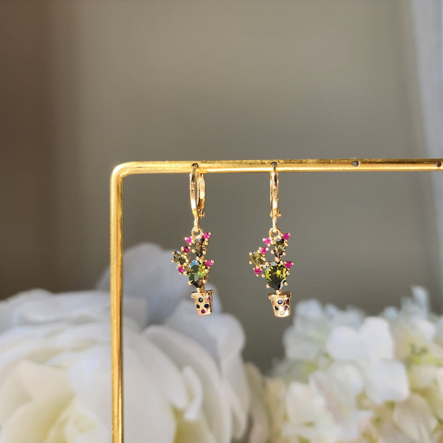 Cactus Huggie Hoop Earrings