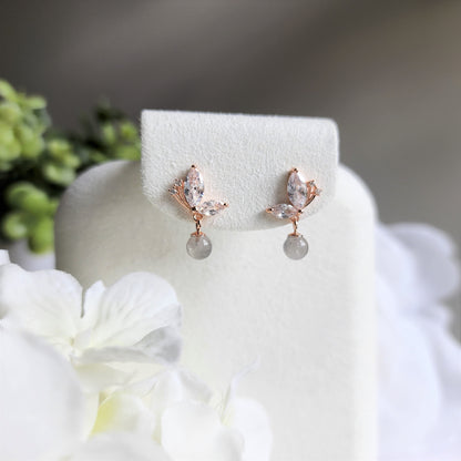 Moon Stone Shine Butterfly Stud Earrings