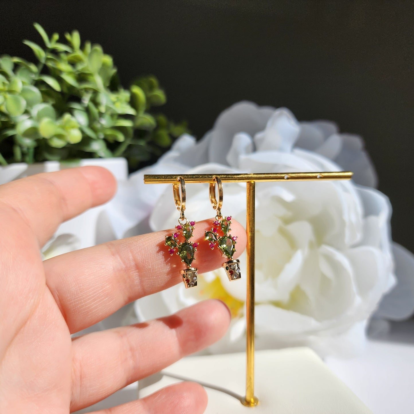 Cactus Huggie Hoop Earrings