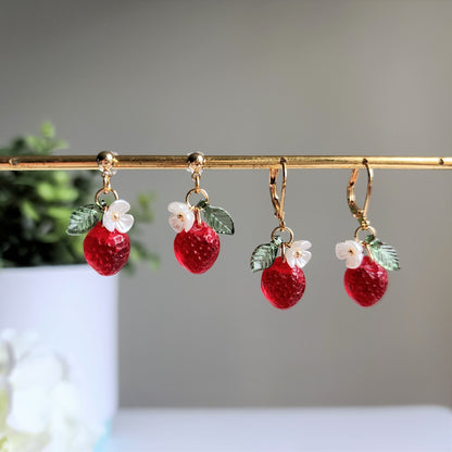Mini Strawberry Fruit Earrings