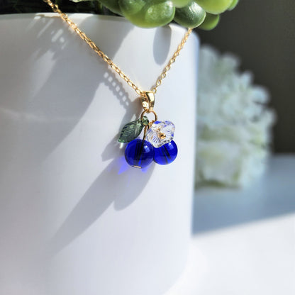 Custom Blueberry Cluster Glass Fruit Necklace