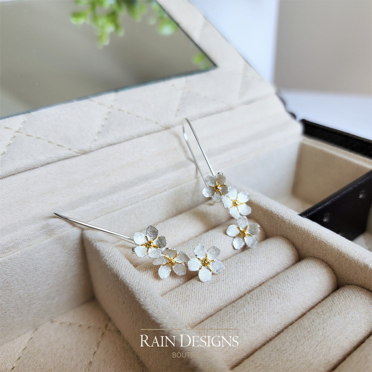 Forget Me Not S925 Silver Flower Earrings