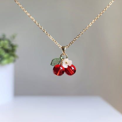 Custom Cherry Necklace | Design Your Own 14K Gold Plated Cherry Fruit Necklace