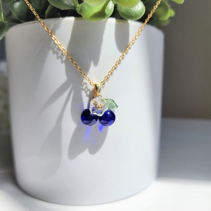 Custom Blueberry Cluster Glass Fruit Necklace