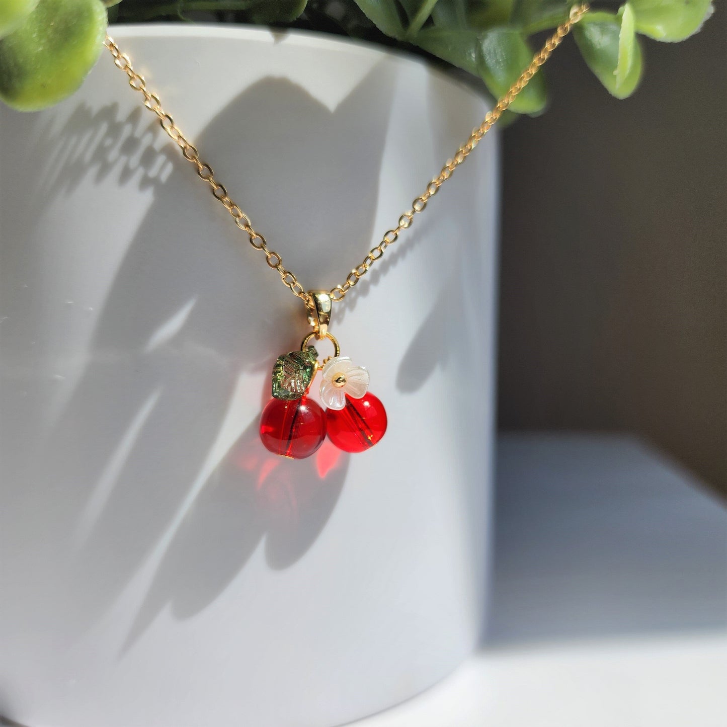 Custom Cherry Necklace | Design Your Own 14K Gold Plated Cherry Fruit Necklace