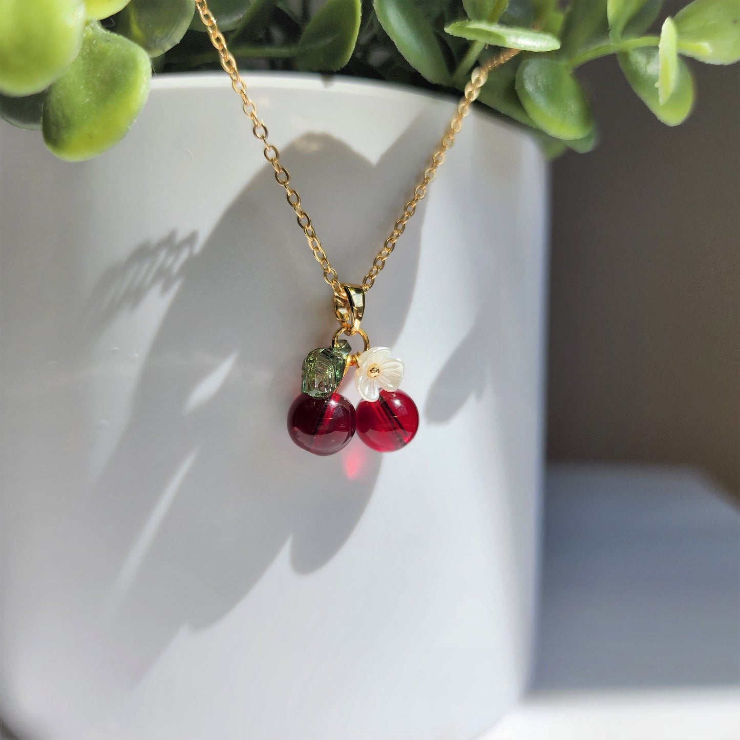 Custom Cherry Necklace | Design Your Own 14K Gold Plated Cherry Fruit Necklace