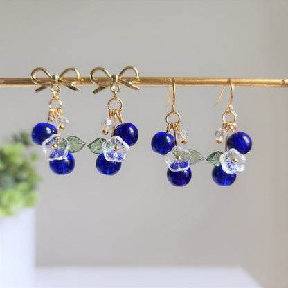 Blueberry Cluster Glass Earrings