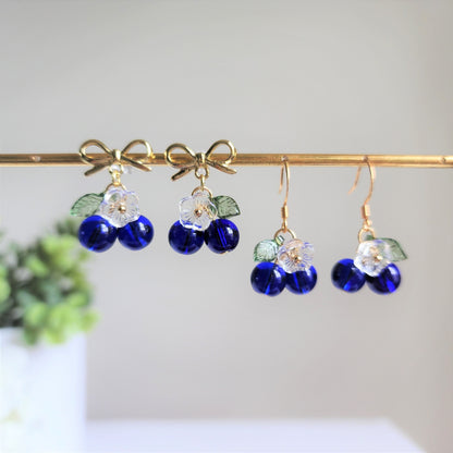 Blueberry Cluster Glass Earrings