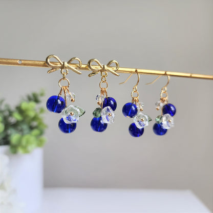 Blueberry Cluster Glass Earrings