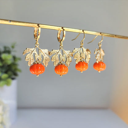 Czech Glass Pumpkin Earrings
