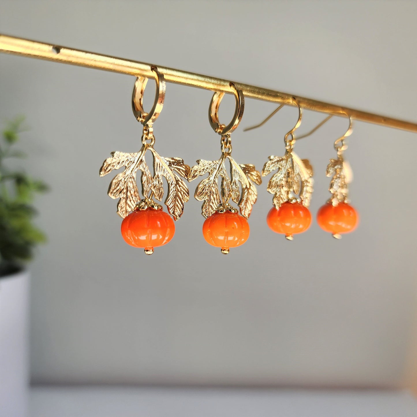Czech Glass Pumpkin Earrings