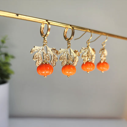Czech Glass Pumpkin Earrings