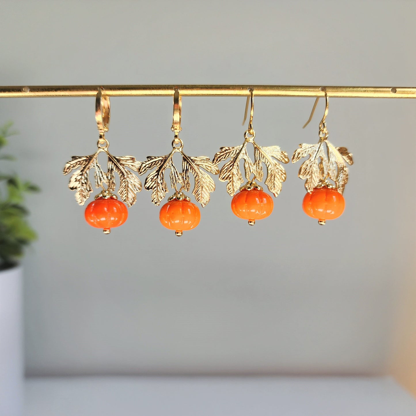 Czech Glass Pumpkin Earrings
