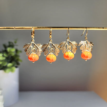 Czech Glass Pumpkin Earrings