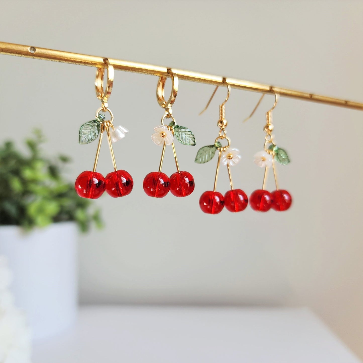 Cherry Earrings | Fruit Dangle Earrings