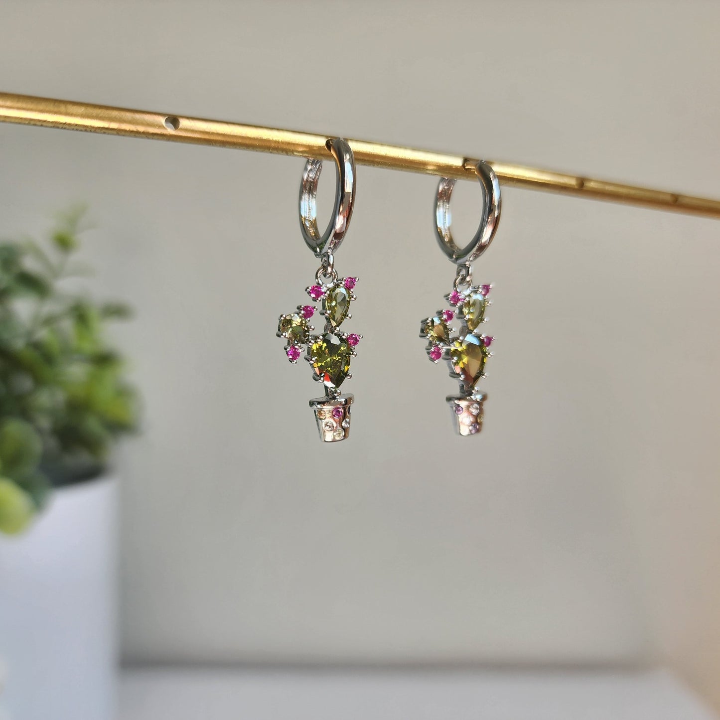 Cactus Huggie Hoop Earrings