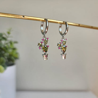 Cactus Huggie Hoop Earrings