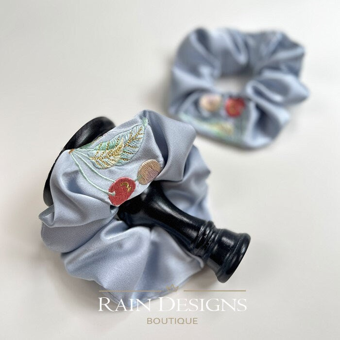 Cherry Pattern Embroidered Scrunchies