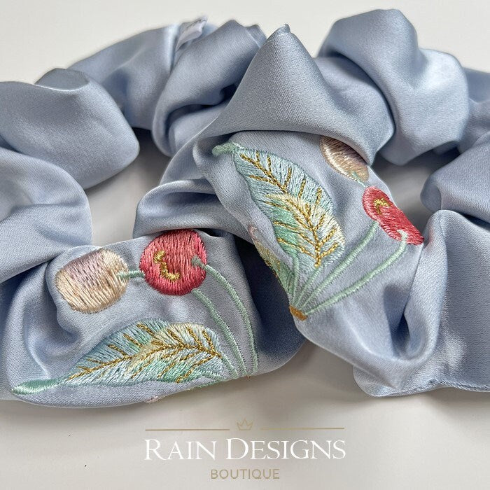 Cherry Pattern Embroidered Scrunchies
