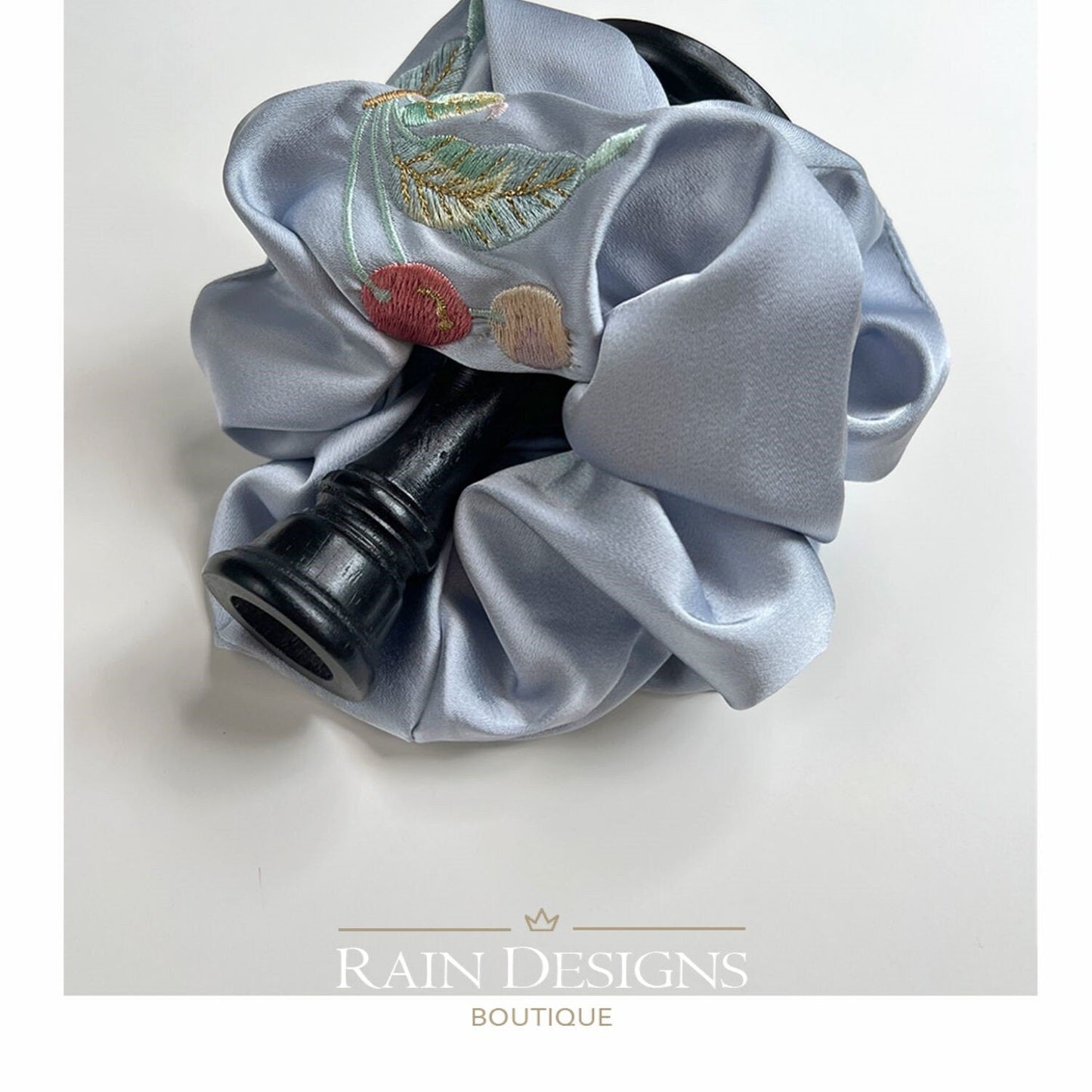 Cherry Pattern Embroidered Scrunchies