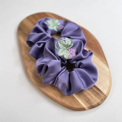 Grape Embroidery Scrunchies