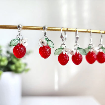 Mini Strawberry Fruit Earrings
