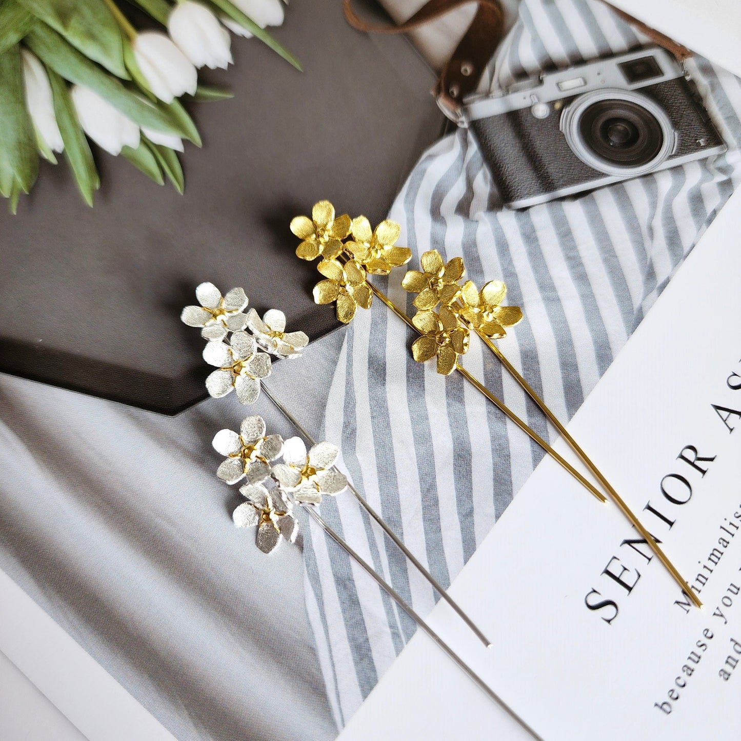 Forget-me-not Cluster Flower S925 Silver Earrings