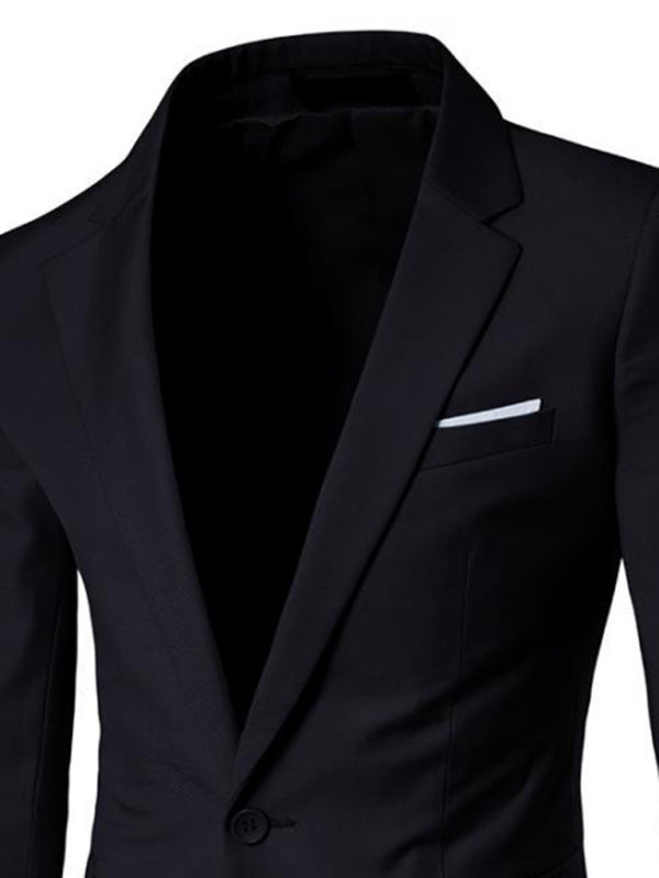 Men's Business Slim Suit Jacket Single Blazer