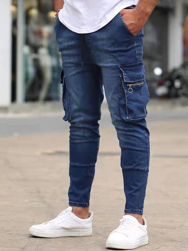 Men's trendy fashion all-match cargo jeans