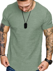 Short-sleeved T-shirt bamboo cotton solid color round neck T-shirt men's bottoming shirt