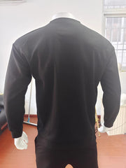 New men's solid color waffle all-match thin round neck long-sleeved sweater