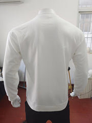 New men's solid color waffle all-match thin round neck long-sleeved sweater