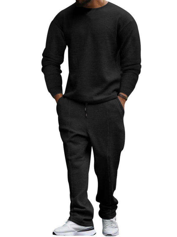 Men's new long-sleeved trousers round-neck casual suit
