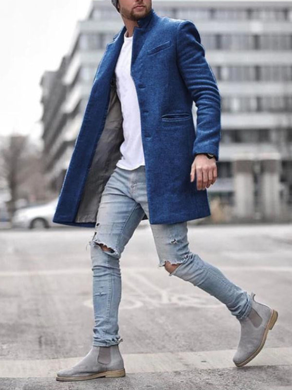 Men's youth woolen coat mid-length coat