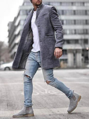 Men's youth woolen coat mid-length coat