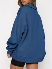 Pocket Top Half Zip Pullover Long Sleeve Sweatshirt Sweatshirt