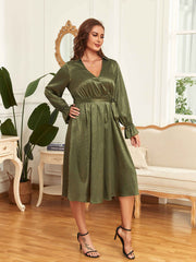 Women's Satin Jacquard Elegant Oversized Midi Dress