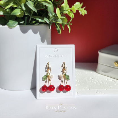 Cherry Earrings | Fruit Dangle Earrings