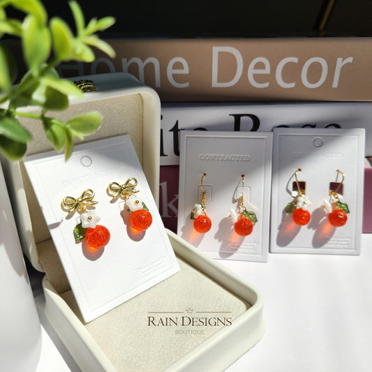 Orange Fruit Earrings | Handmade Fruit Earrings