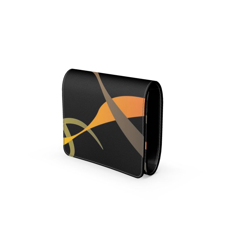 Black Abstract Small Leather Foldover Purse