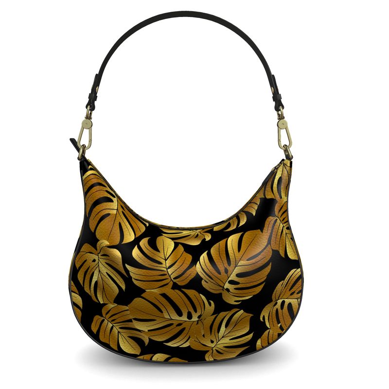 Tropical Golden Leaf Hobo Bag
