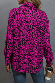 Leopard Print Long Sleeve Dropped Shoulder Shirt