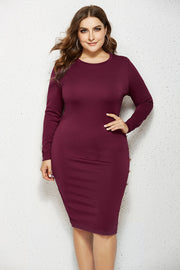 Plus Size Solid Buttoned Wrap Dress