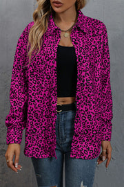 Leopard Print Long Sleeve Dropped Shoulder Shirt